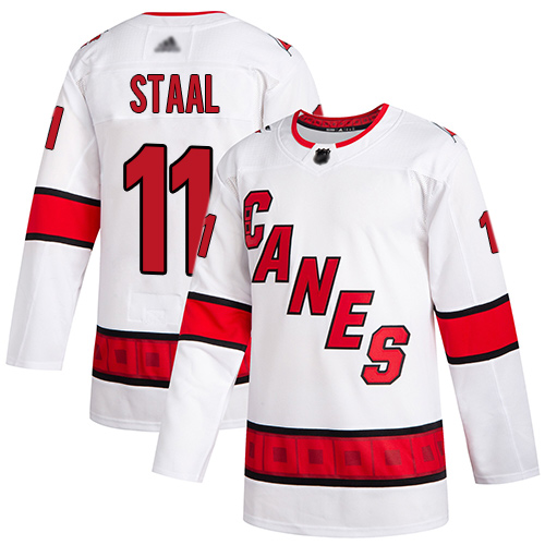 Adidas Hurricanes #11 Jordan Staal White Road Authentic Stitched NHL Jersey