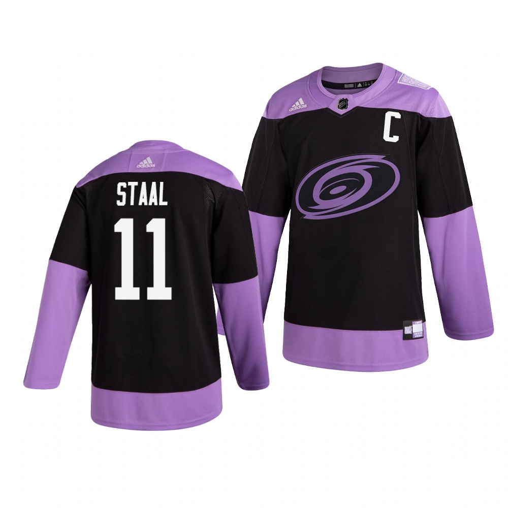 Carolina Hurricanes #11 Jordan Staal Adidas Men's Hockey Fights Cancer Practice NHL Jersey Black