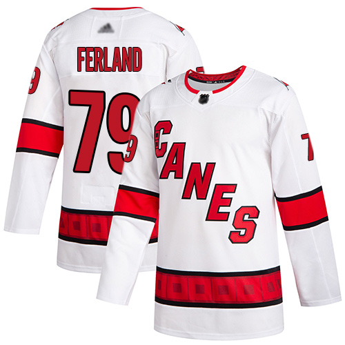 Adidas Hurricanes #79 Michael Ferland White Road Authentic Stitched NHL Jersey