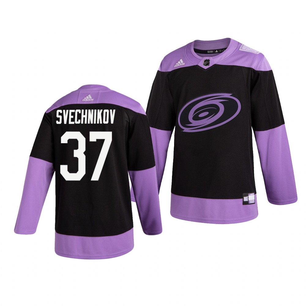 Carolina Hurricanes #37 Andrei Svechnikov Adidas Men's Hockey Fights Cancer Practice NHL Jersey Black