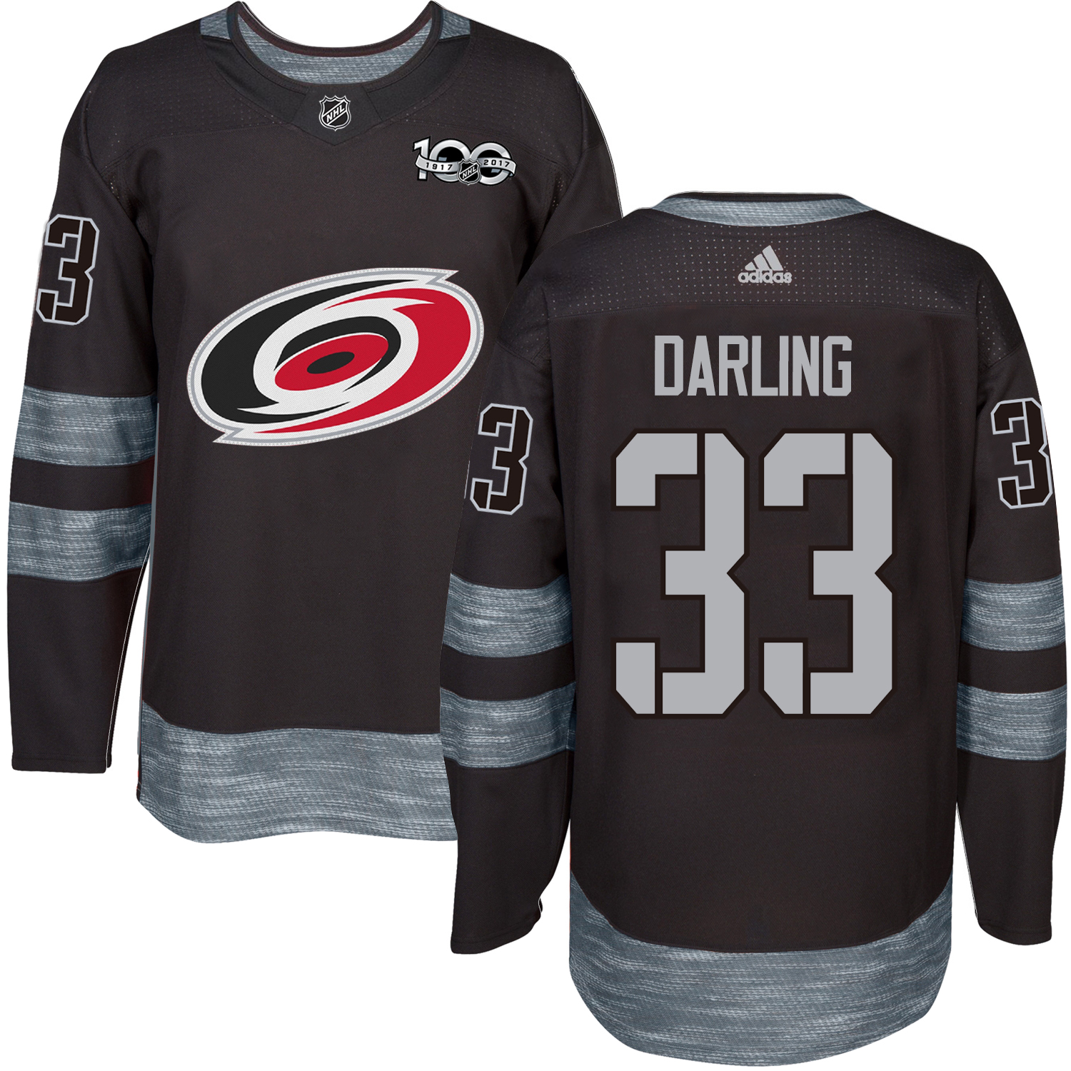 Adidas Hurricanes #33 Scott Darling Black 1917-2017 100th Anniversary Stitched NHL Jersey