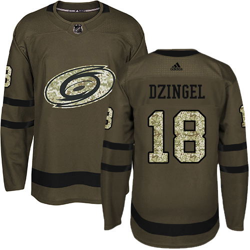 Adidas Hurricanes #18 Ryan Dzingel Green Salute to Service Stitched NHL Jersey