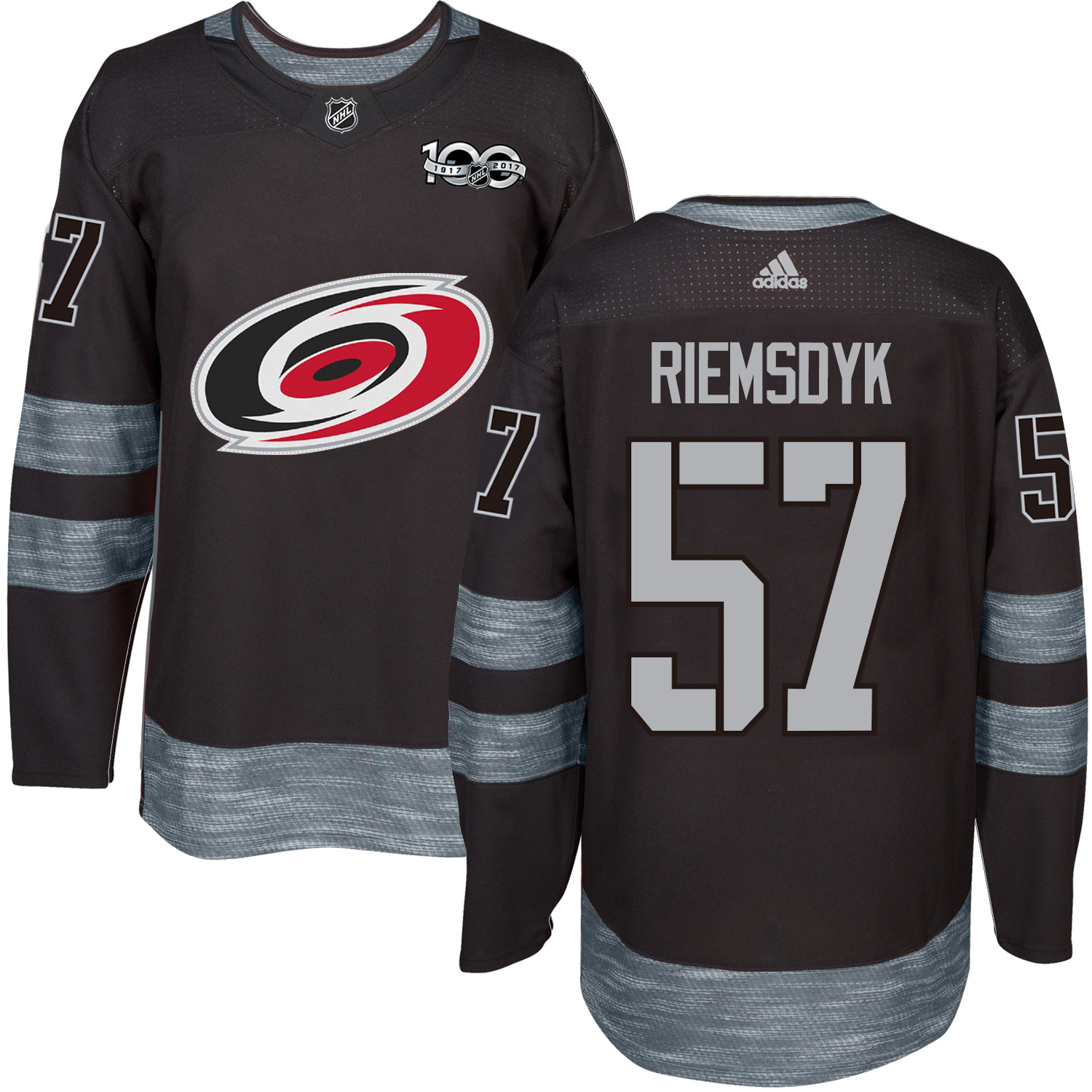 Adidas Hurricanes #57 Trevor Van Riemsdyk Black 1917-2017 100th Anniversary Stitched NHL Jersey