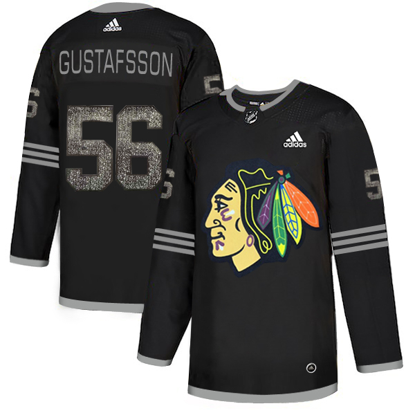 Adidas Blackhawks #56 Erik Gustafsson Black Authentic Classic Stitched NHL Jersey