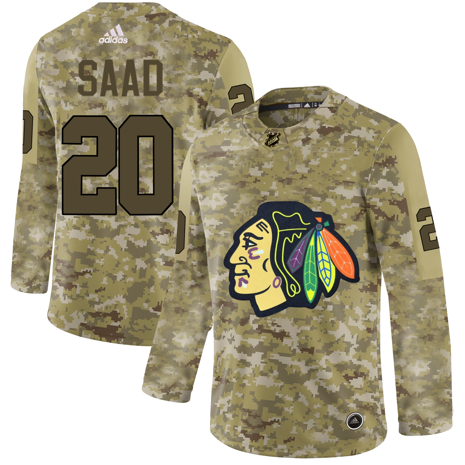 Adidas Blackhawks #20 Brandon Saad Camo Authentic Stitched NHL Jersey