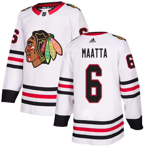 Adidas Blackhawks #6 Olli Maatta White Road Authentic Stitched NHL Jersey