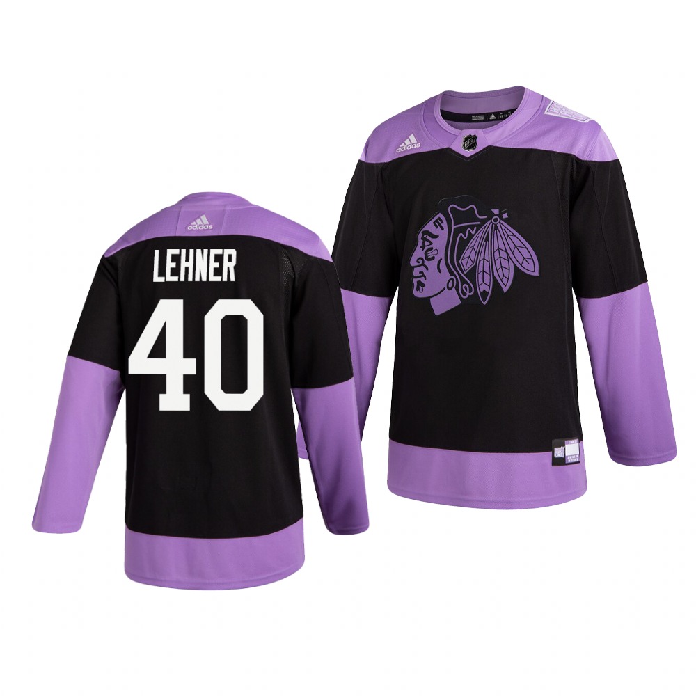 Chicago Blackhawks #40 Robin Lehner Adidas Men's Hockey Fights Cancer Practice NHL Jersey Black