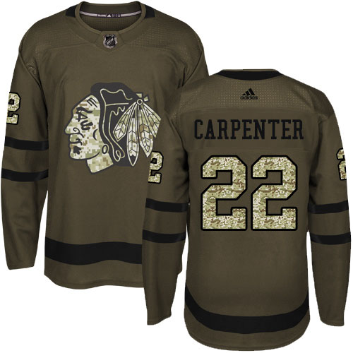 Adidas Blackhawks #22 Ryan Carpenter Green Salute to Service Stitched NHL Jersey