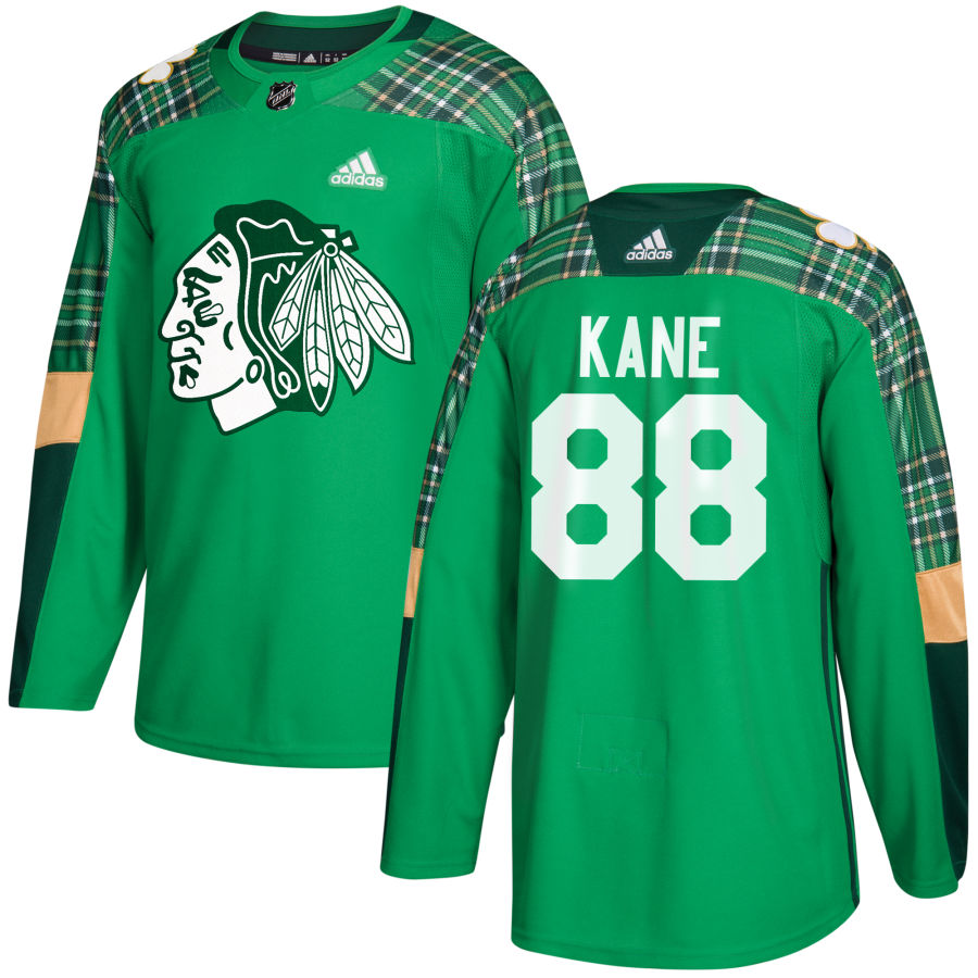 Adidas Blackhawks #88 Patrick Kane adidas Green St. Patrick's Day Authentic Practice Stitched NHL Jersey