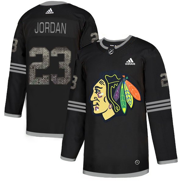 Adidas Blackhawks #23 Michael Jordan Black Authentic Classic Stitched NHL Jersey