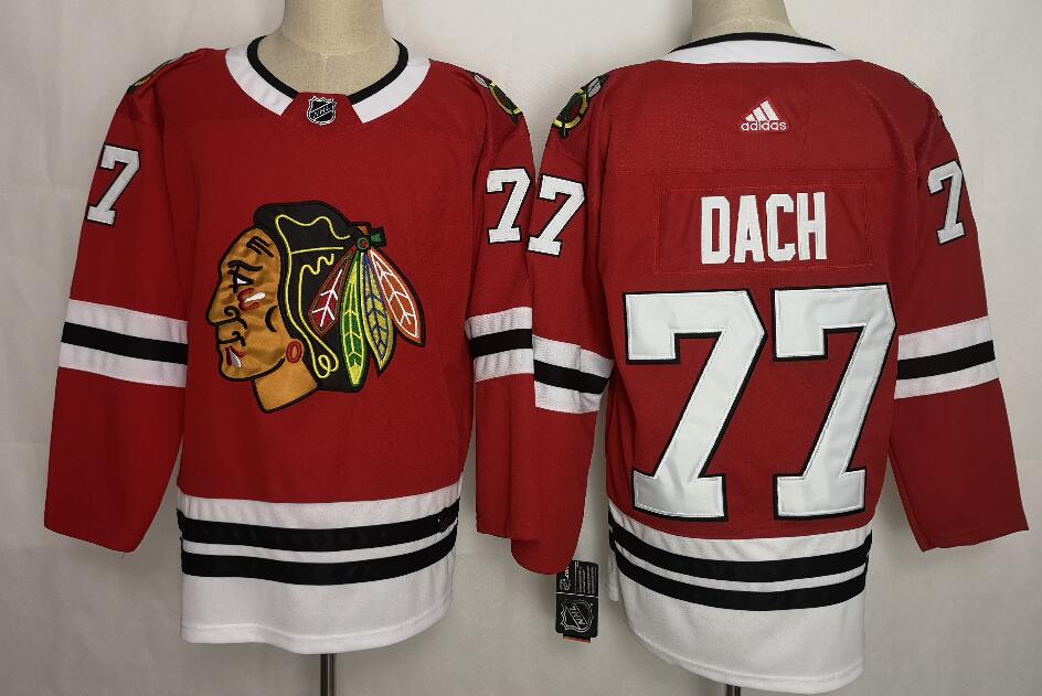 Adidas Blackhawks #77 Kirby Dach Red Home Authentic Stitched NHL Jersey