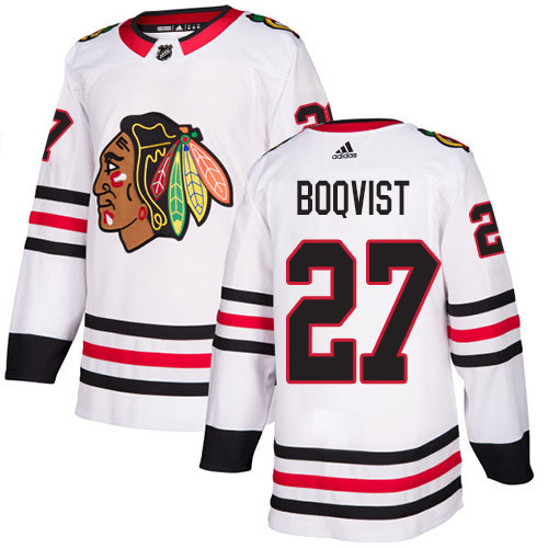 Adidas Blackhawks #27 Adam Boqvist White Road Authentic Stitched NHL Jersey