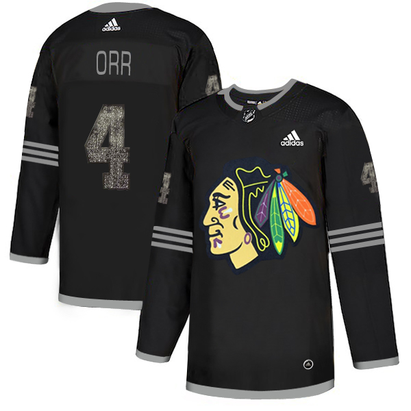 Adidas Blackhawks #4 Bobby Orr Black Authentic Classic Stitched NHL Jersey