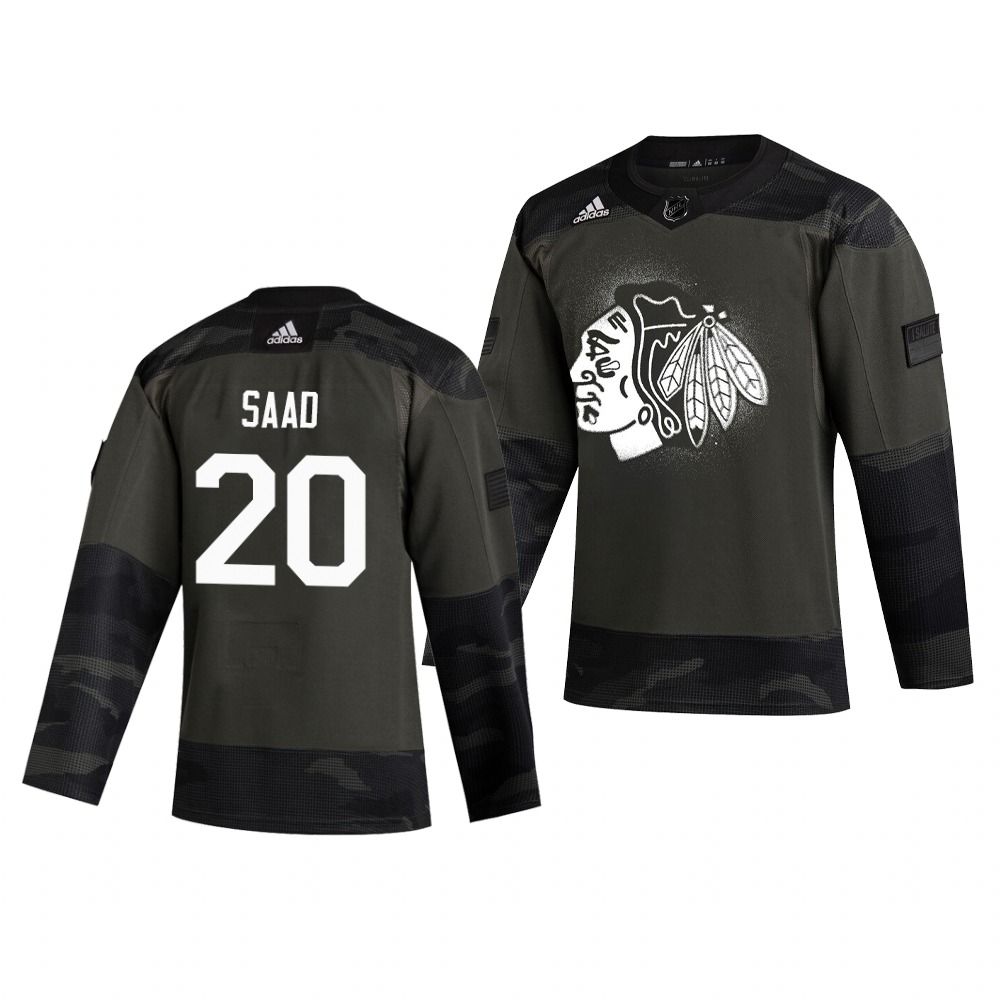 Chicago Blackhawks #20 Brandon Saad Adidas 2019 Veterans Day Men's Authentic Practice NHL Jersey Camo