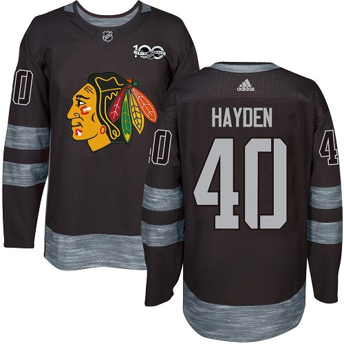 Adidas Blackhawks #40 John Hayden Black 1917-2017 100th Anniversary Stitched NHL Jersey