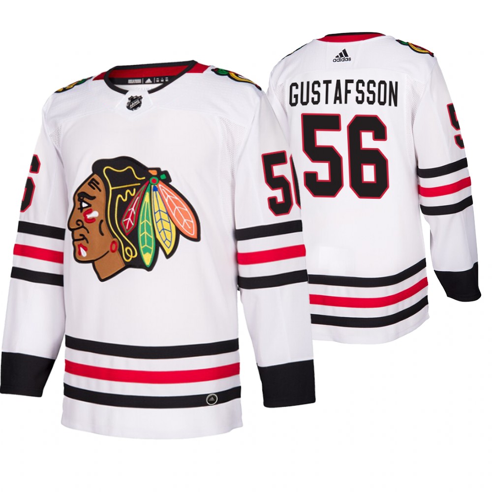Chicago Blackhawks #56 Erik Gustafsson 2019-20 Away Authentic Player White NHL Jersey