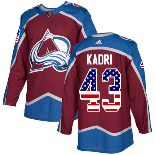 Adidas Avalanche #43 Nazem Kadri Burgundy Home Authentic USA Flag Stitched NHL Jersey Adidas Avalanche #43 Nazem Kadri Burgundy Home Authentic USA Flag Stitched NHL Jersey