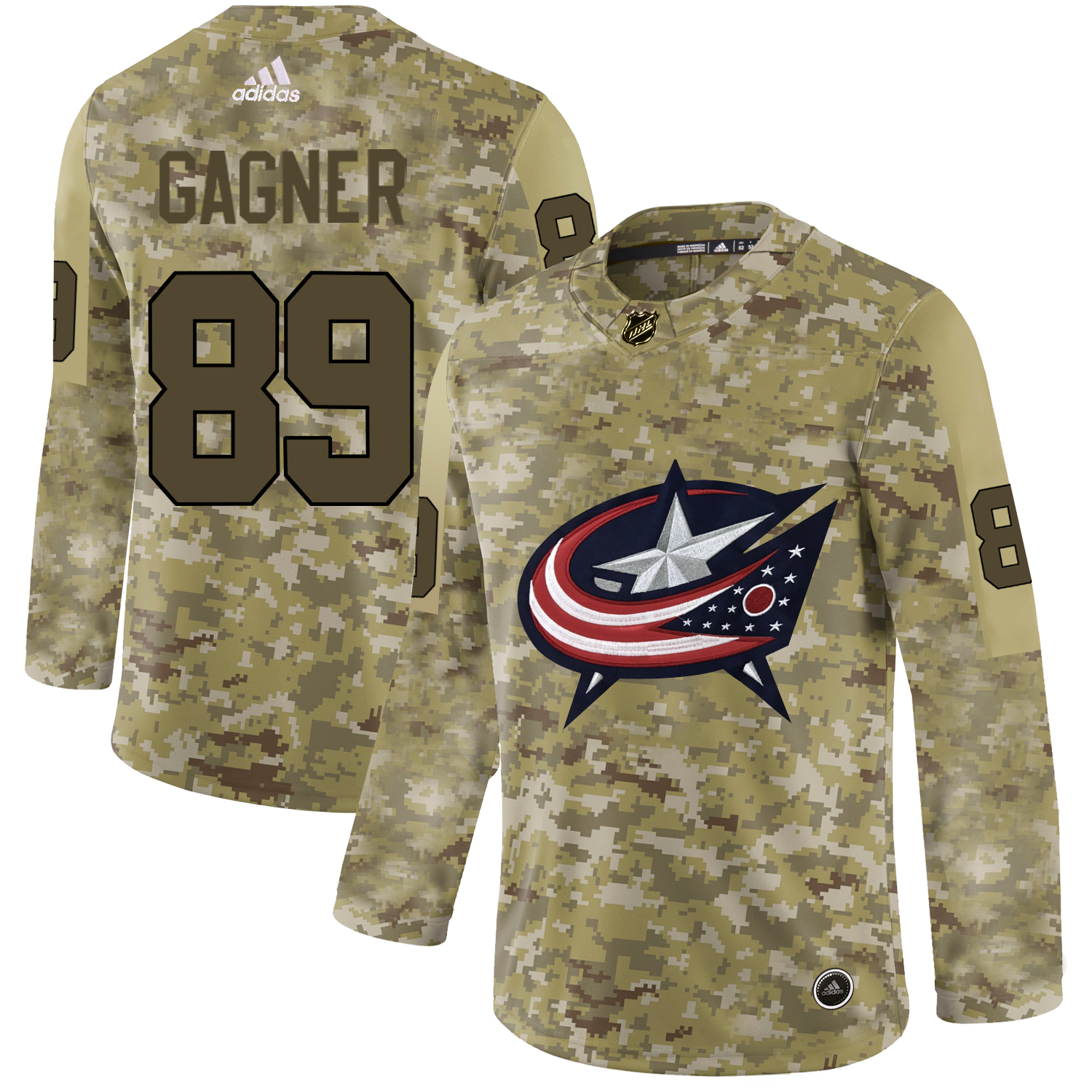 Adidas Blue Jackets #89 Sam Gagner Camo Authentic Stitched NHL Jersey