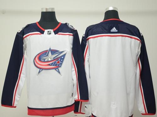 Adidas Blue Jackets Blank White Road Authentic Stitched NHL Jersey