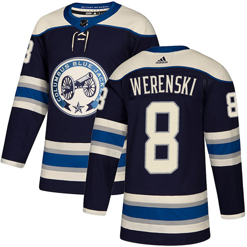 Adidas Blue Jackets #8 Zach Werenski Navy Alternate Authentic Stitched NHL Jersey