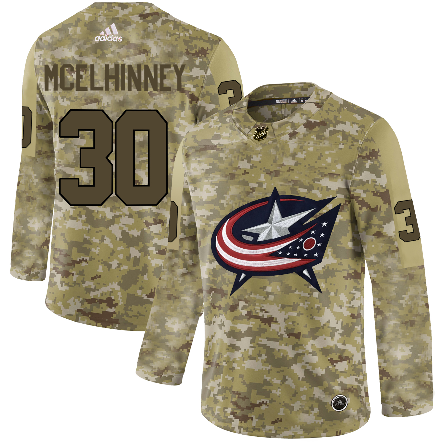 Adidas Blue Jackets #30 Curtis McElhinney Camo Authentic Stitched NHL Jersey