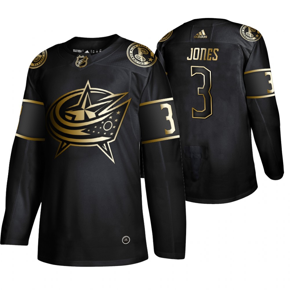 Adidas Blue Jackets #3 Seth Jones Men's 2019 Black Golden Edition Authentic Stitched NHL Jersey