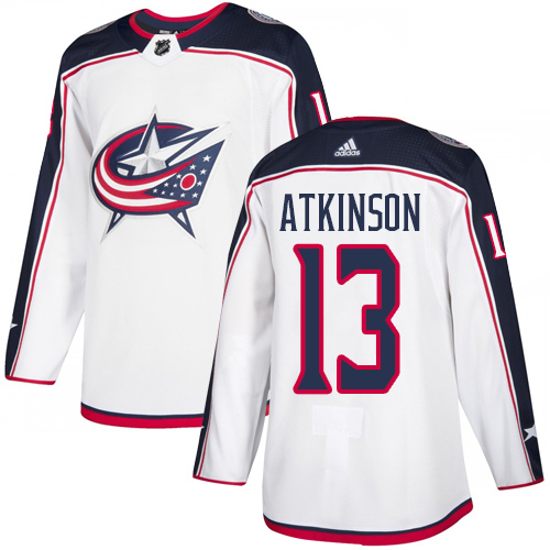 Adidas Blue Jackets #13 Cam Atkinson White Road Authentic Stitched NHL Jersey
