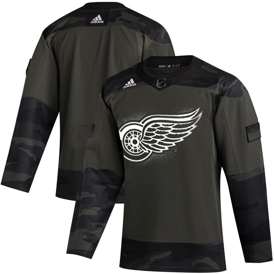 Detroit Red Wings Adidas 2019 Veterans Day Authentic Practice NHL Jersey Camo