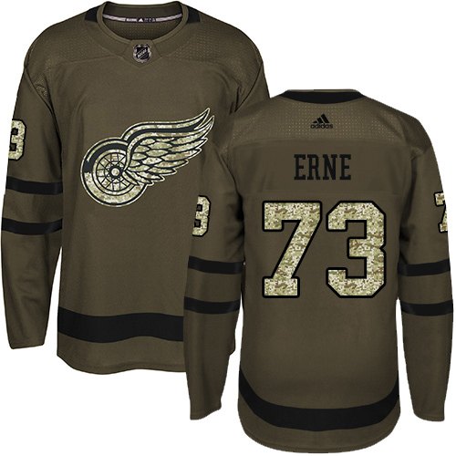 Adidas Red Wings #73 Adam Erne Green Salute to Service Stitched NHL Jersey