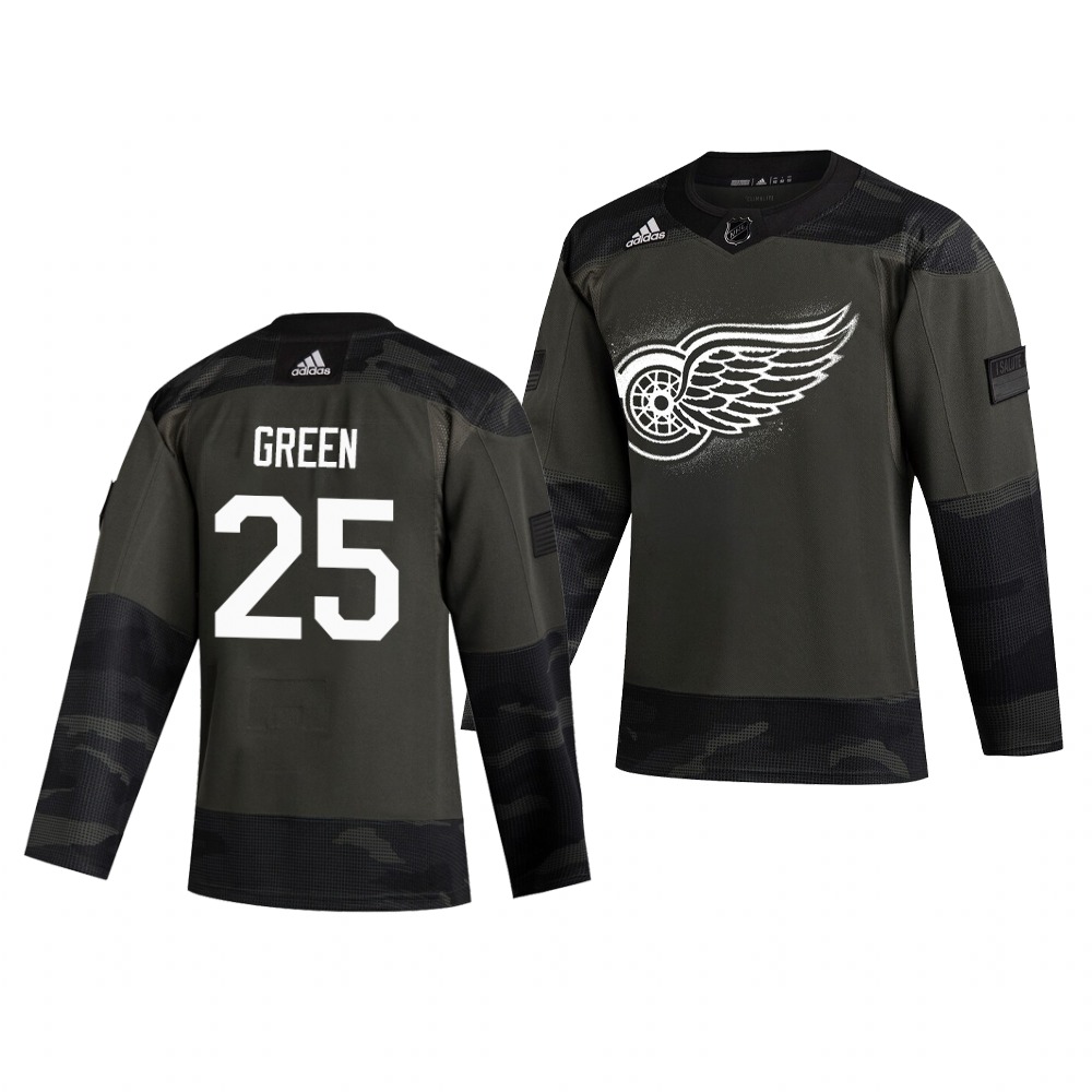 Detroit Red Wings #25 Mike Green Adidas 2019 Veterans Day Men's Authentic Practice NHL Jersey Camo