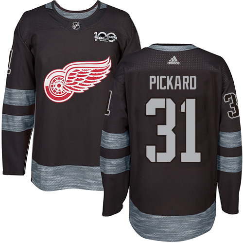 Adidas Red Wings #31 Calvin Pickard Black 1917-2017 100th Anniversary Stitched NHL Jersey