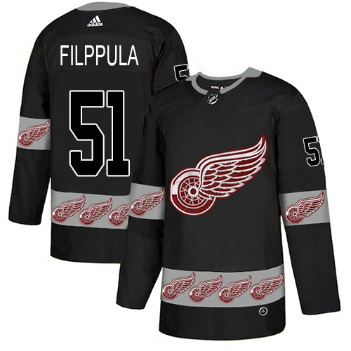 Adidas Red Wings #51 Valtteri Filppula Black Authentic Team Logo Fashion Stitched NHL Jersey