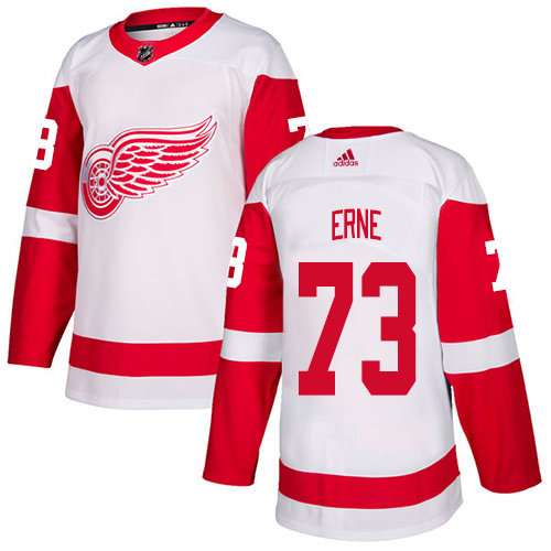 Adidas Red Wings #73 Adam Erne White Road Authentic Stitched NHL Jersey