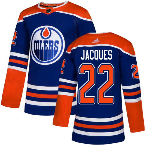 Adidas Oilers #22 Jean-Francois Jacques Royal Blue Alternate Authentic Stitched NHL Jersey