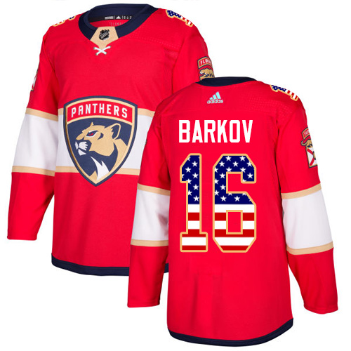 Adidas Panthers #16 Aleksander Barkov Red Home Authentic USA Flag Stitched NHL Jersey