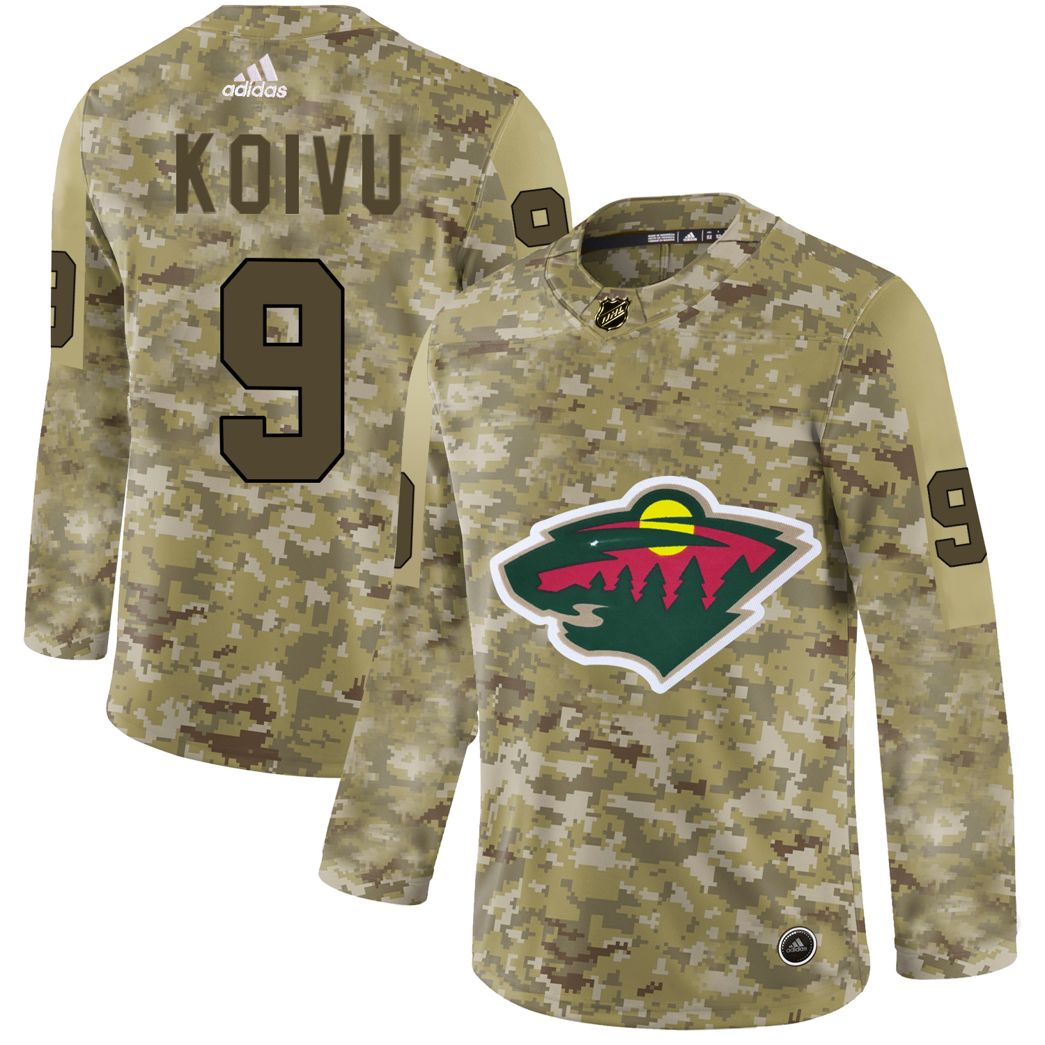 Adidas Wild #9 Mikko Koivu Camo Authentic Stitched NHL Jersey