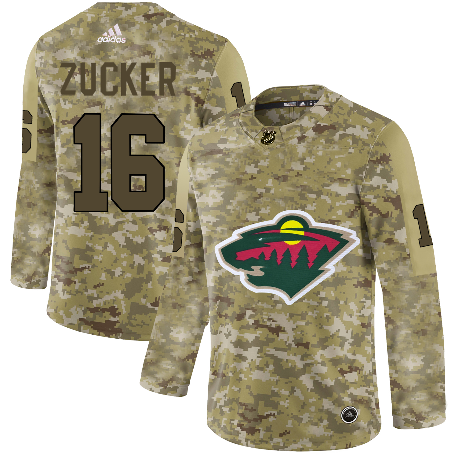 Adidas Wild #16 Jason Zucker Camo Authentic Stitched NHL Jersey