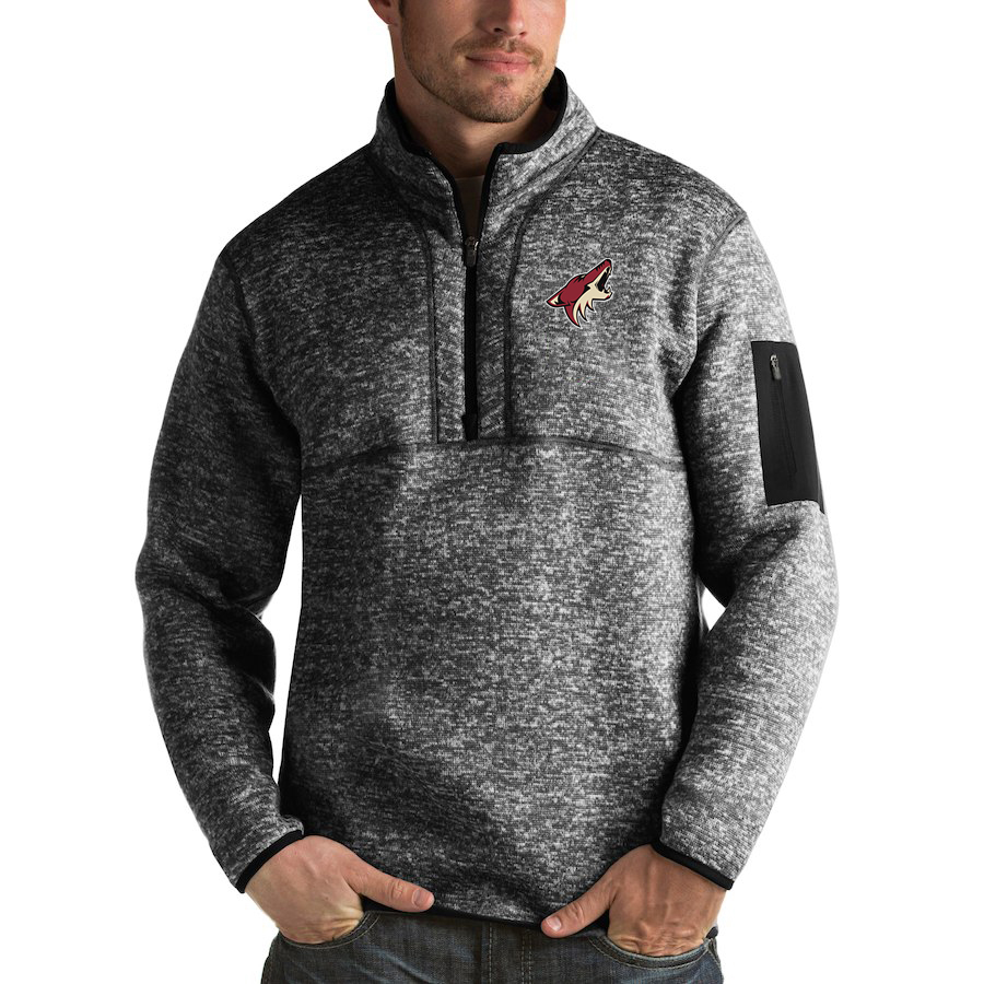 Arizona Coyotes Antigua Fortune Quarter-Zip Pullover Jacket Charcoal