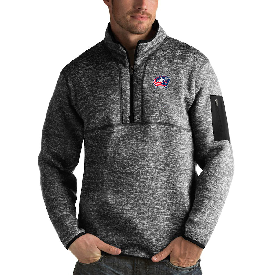 Columbus Blue Jackets Antigua Fortune Quarter-Zip Pullover Jacket Charcoal