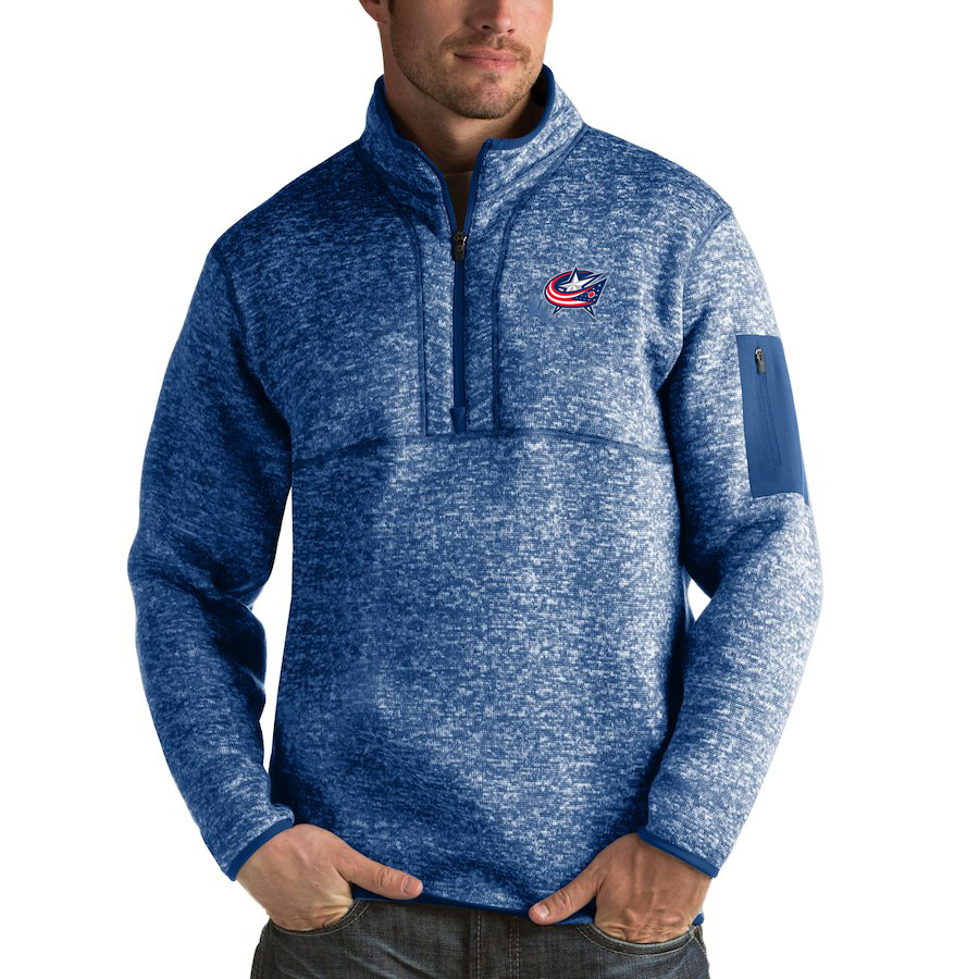 Columbus Blue Jackets Antigua Fortune Quarter-Zip Pullover Jacket Blue