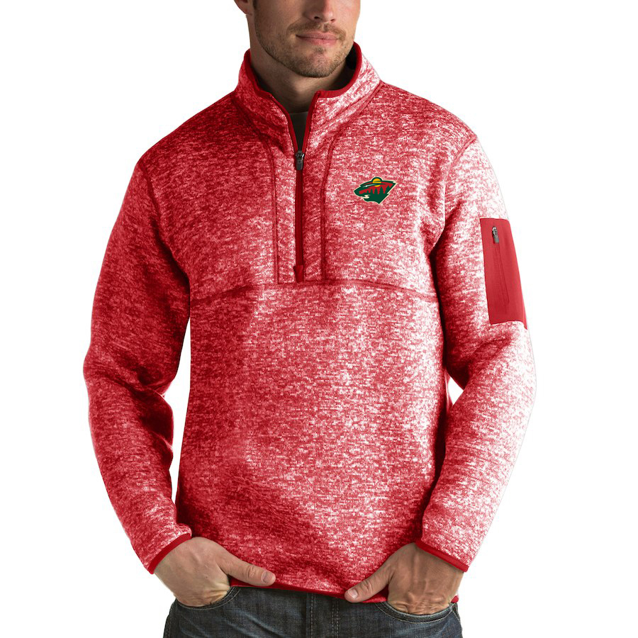Minnesota Wild Antigua Fortune Quarter-Zip Pullover Jacket Red