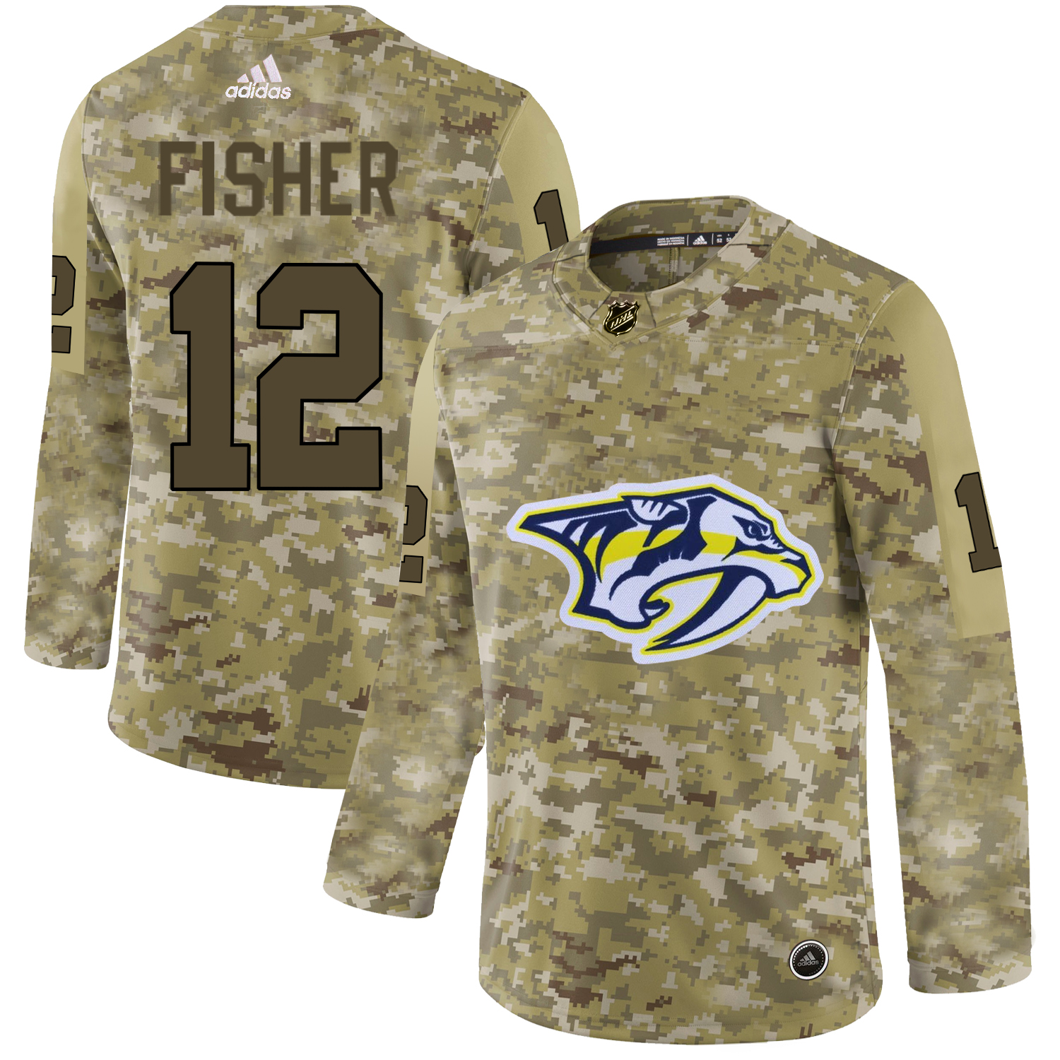 Adidas Predators #12 Mike Fisher Camo Authentic Stitched NHL Jersey