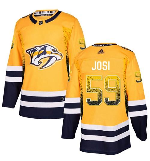 Adidas Predators #59 Roman Josi Yellow Home Authentic Drift Fashion Stitched NHL Jersey