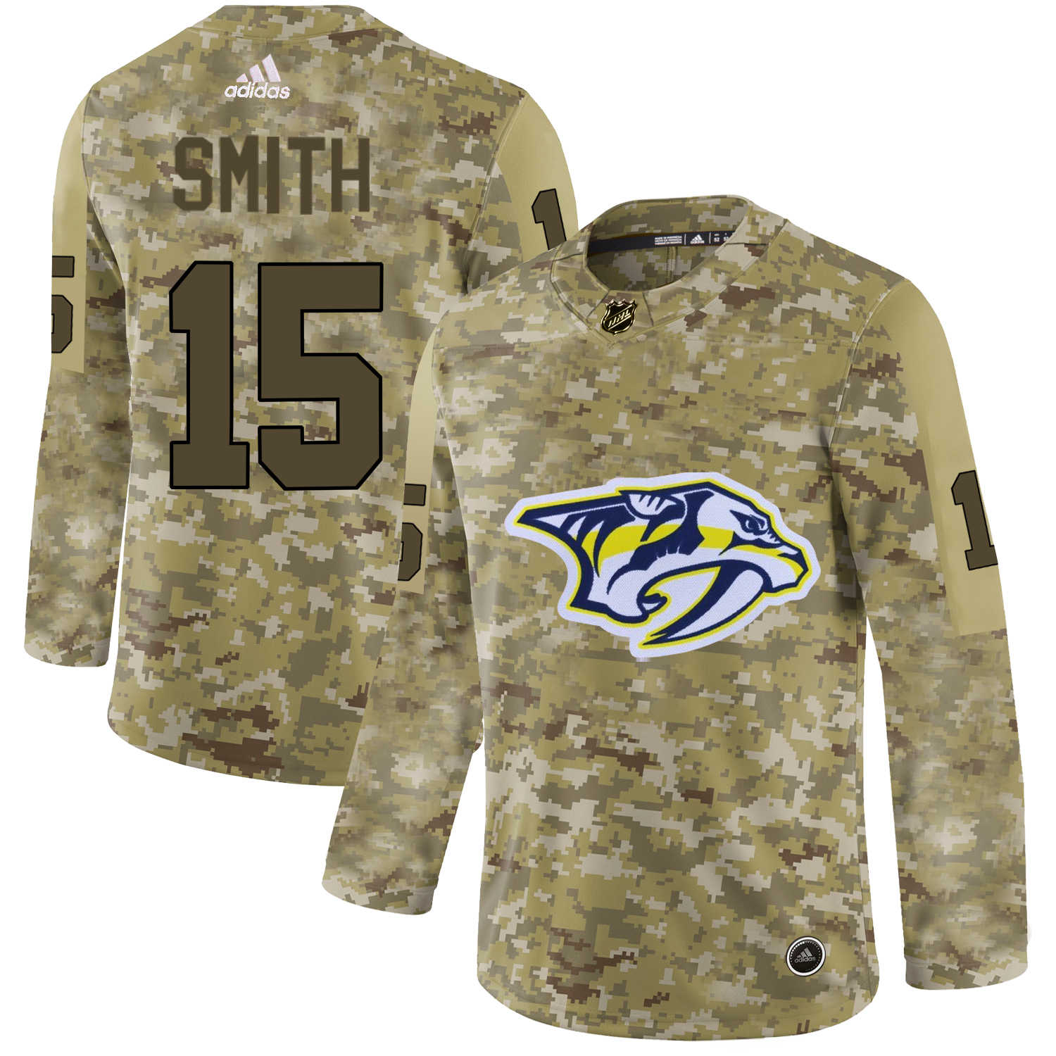 Adidas Predators #15 Craig Smith Camo Authentic Stitched NHL Jersey
