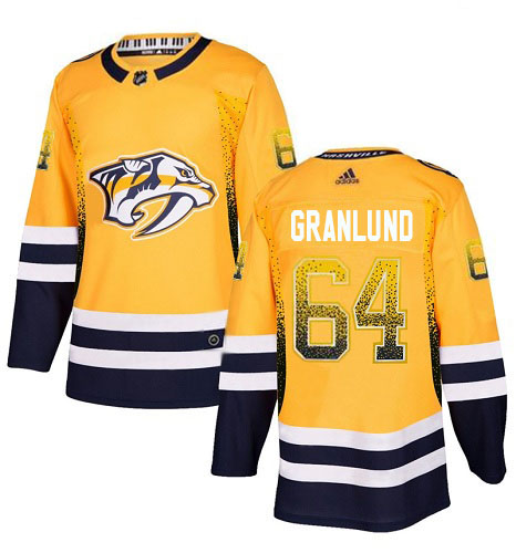Adidas Predators #64 Mikael Granlund Yellow Home Authentic Drift Fashion Stitched NHL Jersey