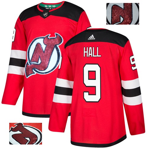 Adidas Devils #9 Taylor Hall Red Home Authentic Fashion Gold Stitched NHL Jersey