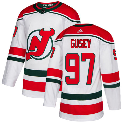 Adidas Devils #97 Nikita Gusev White Alternate Authentic Stitched NHL Jersey