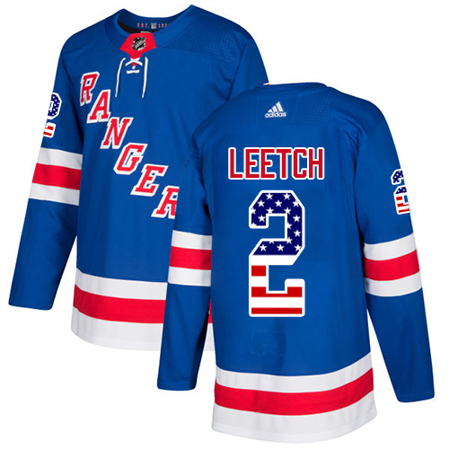 Adidas Rangers #2 Brian Leetch Royal Blue Home Authentic USA Flag Stitched NHL Jersey