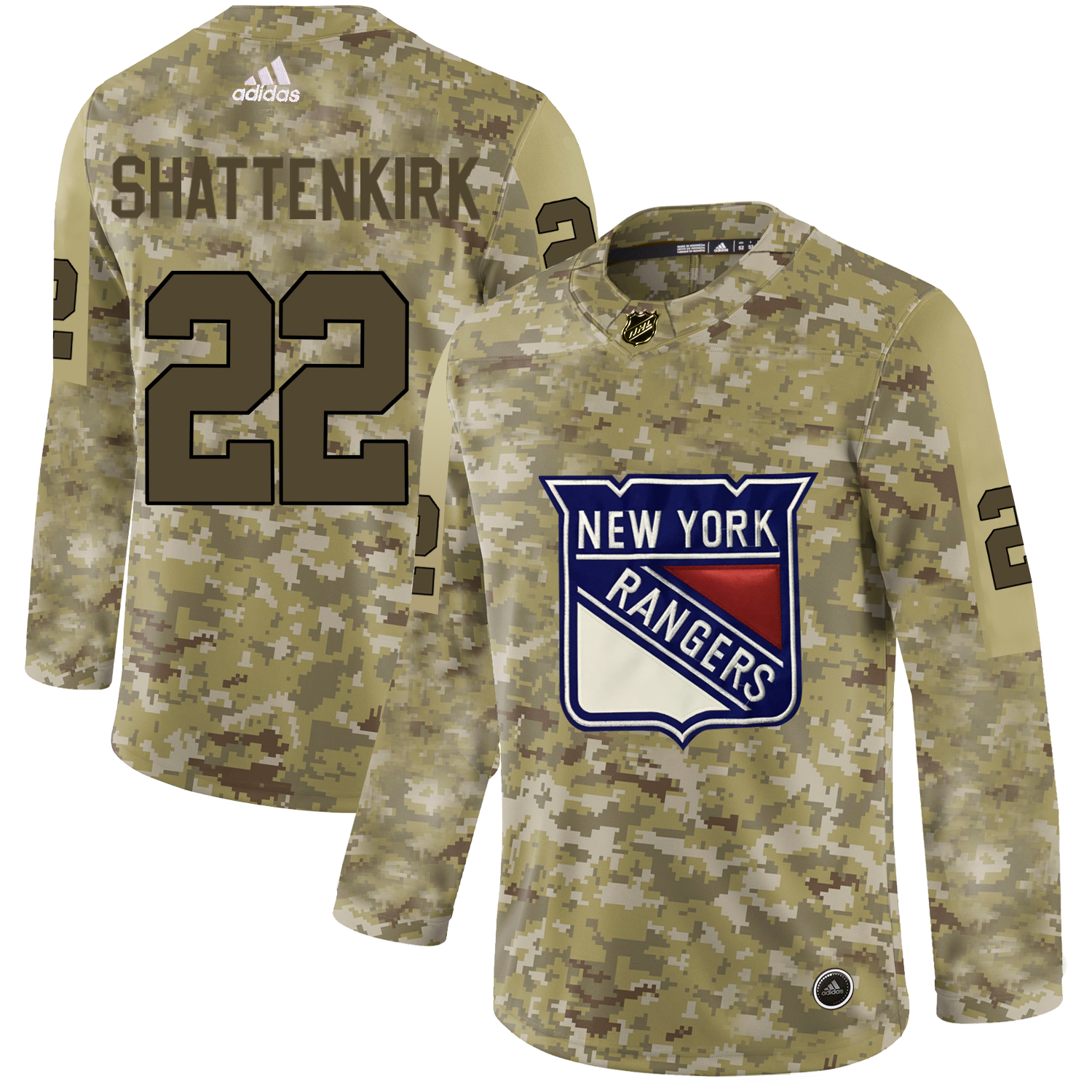 Adidas Rangers #22 Kevin Shattenkirk Camo Authentic Stitched NHL Jersey