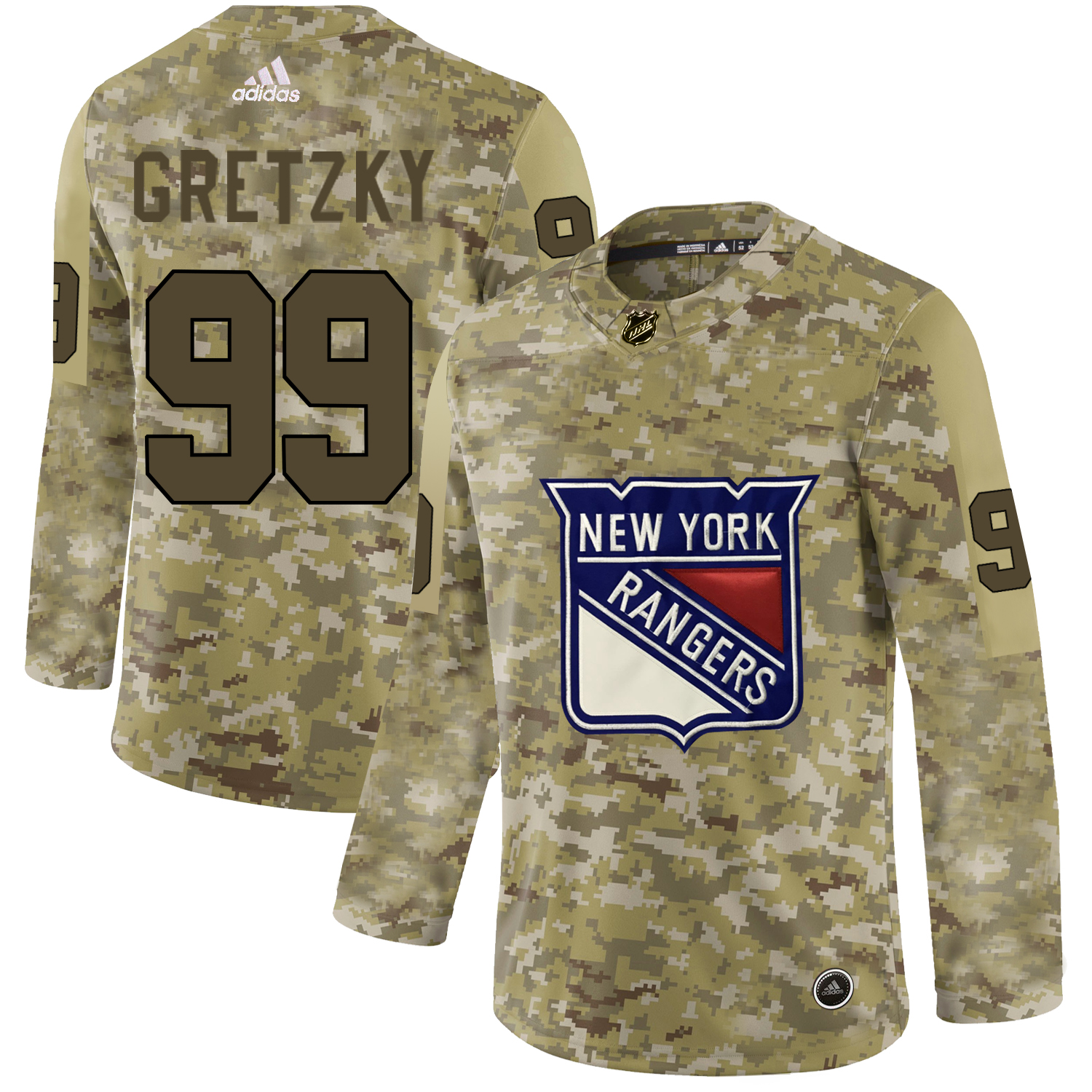 Adidas Rangers #99 Wayne Gretzky Camo Authentic Stitched NHL Jersey